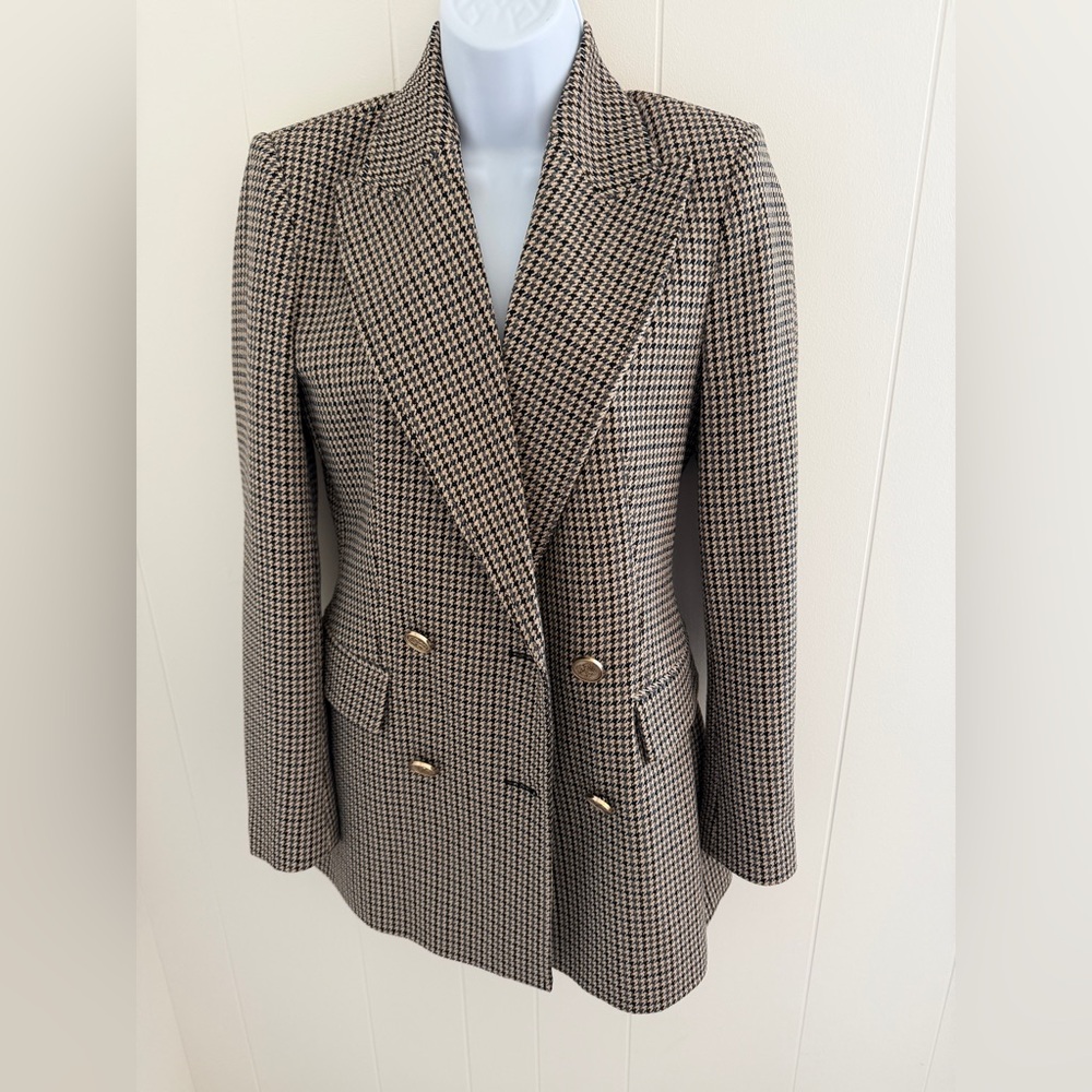 Zara Black and White Houndstooth Blazer
